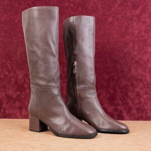 Nordstrom Women Helia Wide Calf Brown Leather Fashion Riding Knee Boots sz 12